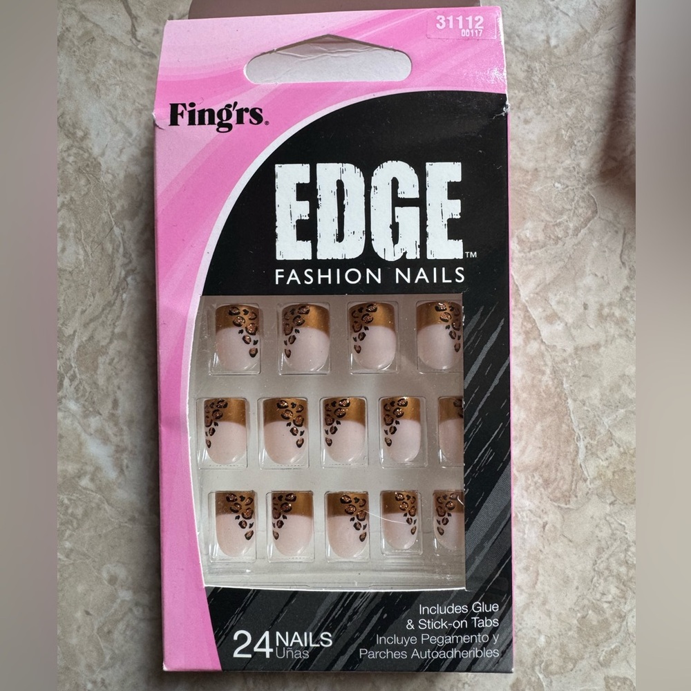 Fing’rs Edge Nails Copper Leopard Animal Print Kit 24 Nail Set New in Box